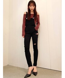 GYDA | SIDE RIPPEDカラースキニーサロペ(サロペット/オーバーオール)