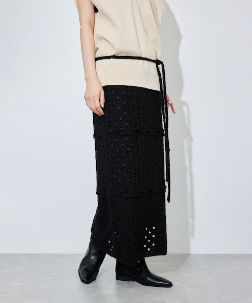 ADAM ET ROPE'（アダムエロペ）の「モヘアmixオープンワークスカート（スカート・レディース・ブラック/オフホワイト・F）」の13枚目の写真