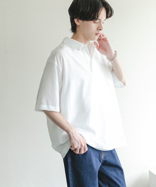 SENSE OF PLACE by URBAN RESEARCH(センスオブプレイスバイアーバンリサーチ)の「『接触冷感/速乾』スパンブロードプルオーバーシャツ(シャツ/ブラウス・メンズ・WHITE/BLUE/NAVY・M/L)」の16枚目の写真