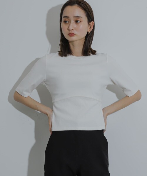 SENSE OF PLACE by URBAN RESEARCH（センスオブプレイスバイアーバンリサーチ）の「ウエストリブコンパクトトップ（Tシャツ/カットソー・レディース・L.GRAY/IVORY/BLACK/RED・one）」の12枚目の写真