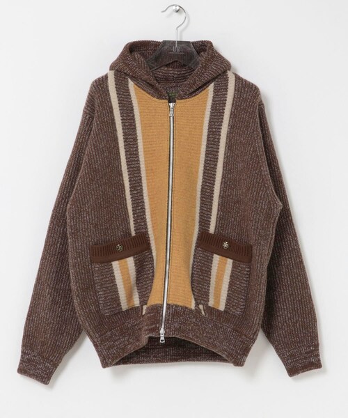 URBAN RESEARCH（アーバンリサーチ）の「The DUFFER N NEPHEWS　KNITTED ZIP UP HOODIE（テーラードジャケット・メンズ・BLACK/BROWN・M）」の2枚目の写真