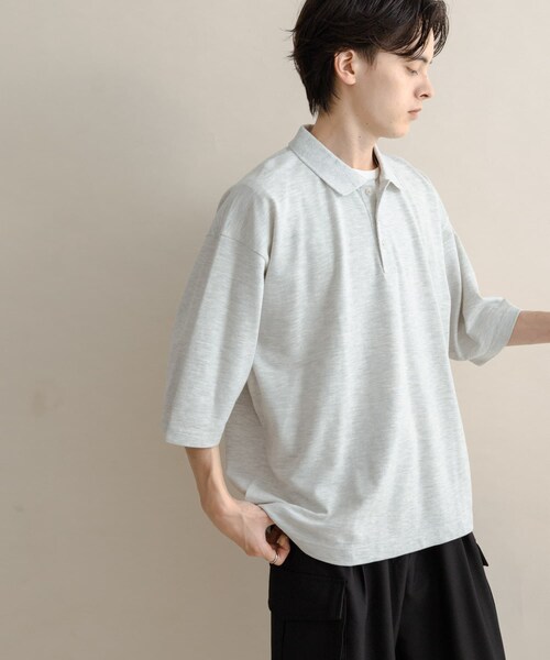 SENSE OF PLACE by URBAN RESEARCH（センスオブプレイスバイアーバンリサーチ）の「スラブカノコエクストラルーズポロシャツ（ポロシャツ・メンズ・BLACK/OATMEAL/BROWN・M/L）」の15枚目の写真