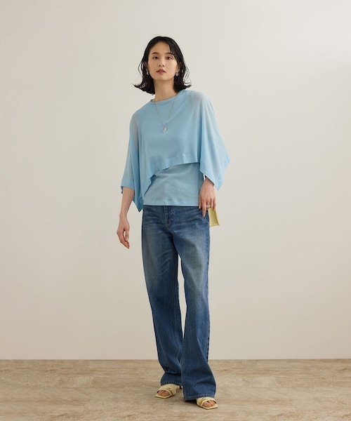 ROPE'（ロペ）の「【洗える】シアーフライスケープセットプルオーバー（Tシャツ/カットソー・レディース・ブラック/ホワイト/ブルー・F）」の21枚目の写真