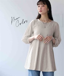 nissen | ＜大きいサイズ＞涼やか美ラクRUタッチ７分袖フレアチュニック（接触冷感・抗菌防臭・UVカット・遮熱）(チュニック)