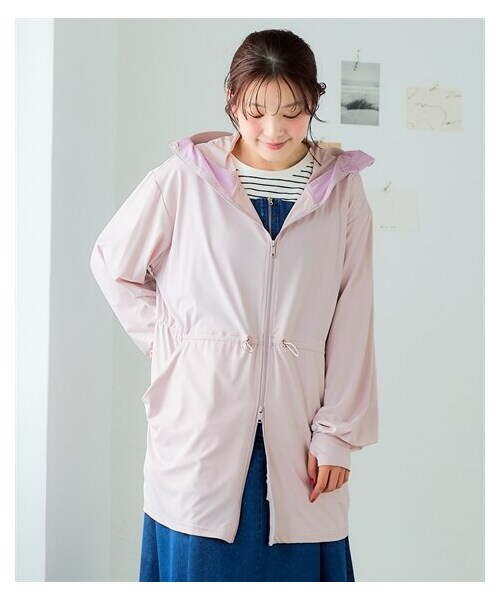 nissen（ニッセン）の「まるっと顔までUVドロストパーカー＜大きいサイズ有＞（パーカー・レディース・ネイビーグレー/黒/グレージュ/ラベンダー・S~M/L~LL/3L~4L/5L~6L/8L/10L）」の22枚目の写真