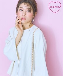 marun | ＜大きいサイズ＞袖フレアノーカラージャケット　marun(ノーカラージャケット)