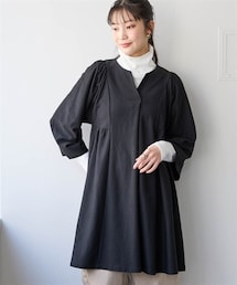 nissen | 【スッキリ見え設計】体のラインをひろいにくい７分袖脇切り替えフレアチュニック(チュニック)
