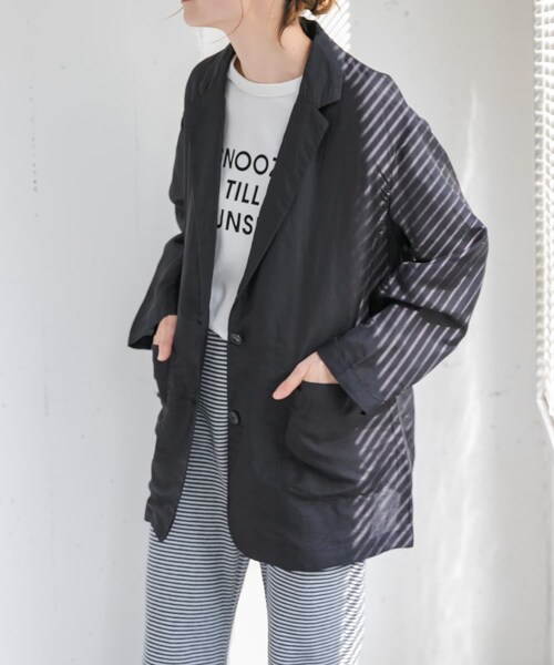 URBAN RESEARCH DOORS(アーバンリサーチドアーズ)の「FORK&SPOON ラミーブレンドビッグジャケット(テーラードジャケット・レディース・BLACK/BEIGE・1)」の7枚目の写真