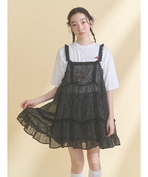 merry jenny（メリージェニー）の「シアーレイヤードベビードール（その他トップス・レディース・アイボリー/ブラック/ピンク・F）」の2枚目の写真