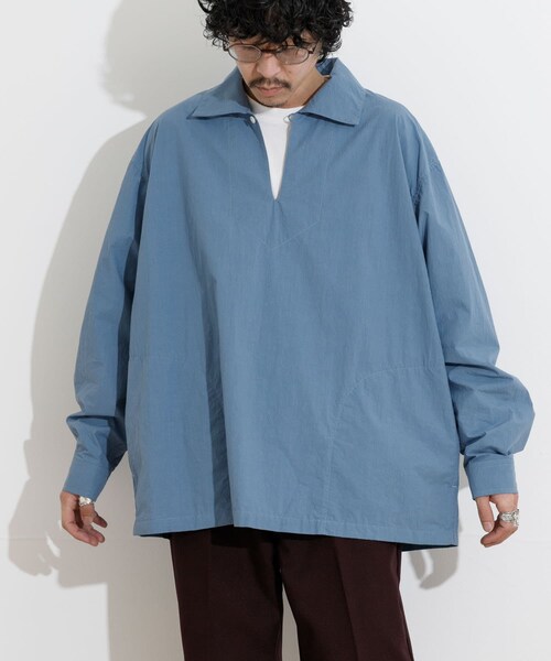 THE GOODLAND MARKET（ザグッドランドマーケット）の「KEIMEN　Pullover shirts（シャツ/ブラウス・メンズ・Sax/Navy/Green・M/L）」の2枚目の写真