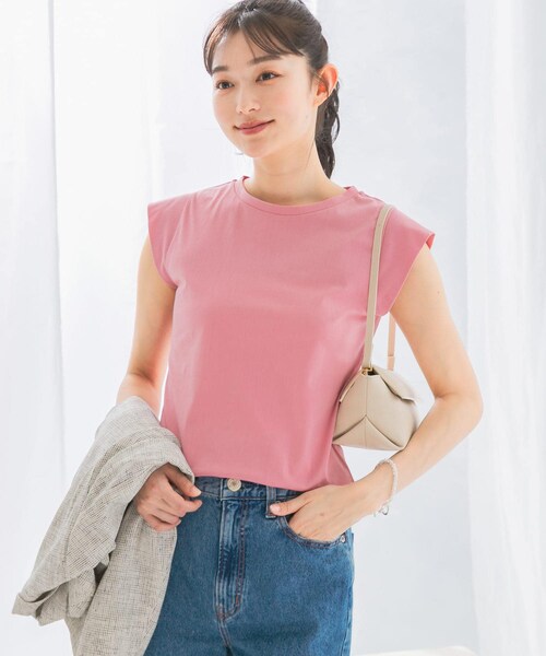 URBAN RESEARCH ROSSO（アーバンリサーチロッソ）の「クールタッチスーピマコットンフレンチTシャツ（Tシャツ/カットソー・レディース・PINK/OFF WHITE/MINT/D/NAVY・FREE）」の6枚目の写真