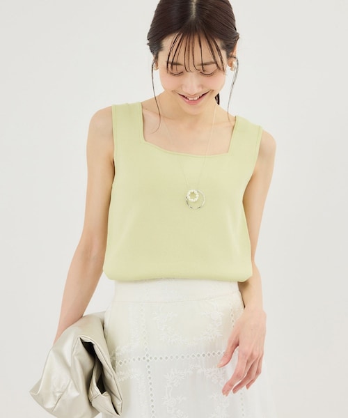 ROPE' PICNIC（ロペピクニック）の「スクエアネックニットタンクトップ（タンクトップ・レディース・ブラック/キナリ/ダークブラウン/クリーム・F）」の4枚目の写真