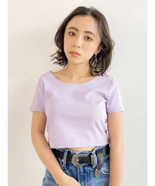 EVRIS（エヴリス）の「BASICシンプルショートTEE（Tシャツ/カットソー・レディース・ブラック/アイボリー/カーキ/ミントグリーン/ホワイト/ピンク/パープル・F）」の18枚目の写真