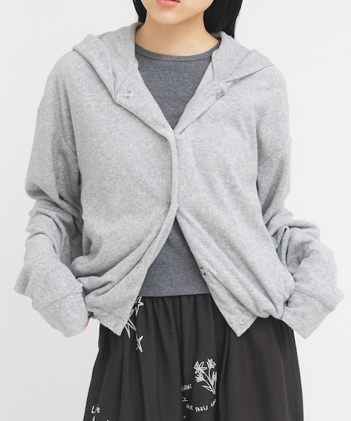 KBF（ケイビーエフ）の「リングドットパイルフーディー（パーカー・レディース・IVORY/TOP GRAY/KHAKI・One）」の2枚目の写真