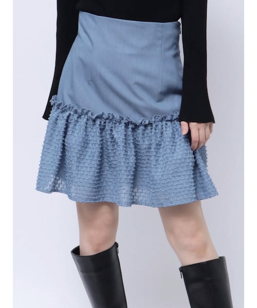 CALNAMUR（カルナムール）の「GATHER HIGH MINI SK/ギャザーハイミニスカート（スカート・レディース・ホワイト/ブラック/アイスブルー・S/M）」の11枚目の写真
