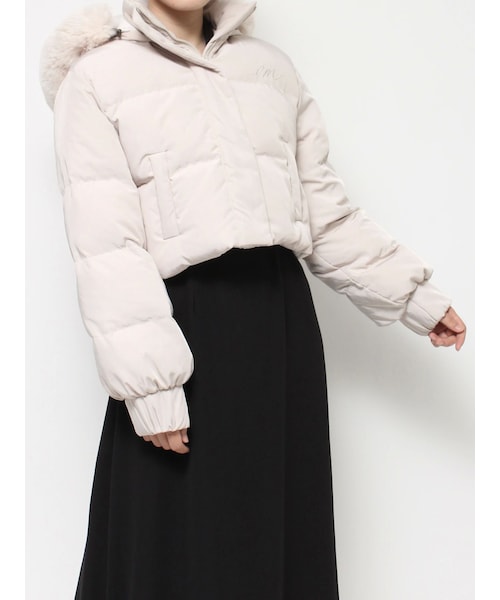 EATME（イートミー）の「フードダウンブルゾン（ダウンジャケット/コート・レディース・オフホワイト/ブラック・F）」の2枚目の写真