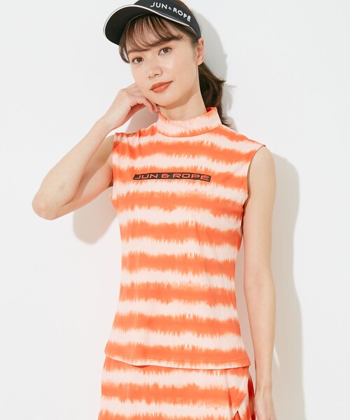 ROPE'（ロペ）の「【セットアップ対応】【UV】【吸水速乾】タイダイボーダーノースリーブプルオーバー（Tシャツ/カットソー・レディース・ブラック/ネイビー/オレンジ・L/M/S）」の10枚目の写真