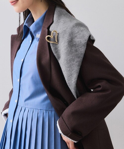 VIS（ビス）の「トライアングルニットスカーフ（バンダナ/スカーフ・レディース・グレー/ベージュ・F）」の3枚目の写真