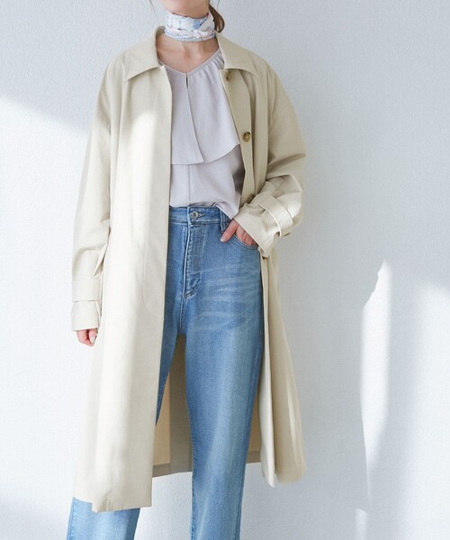ROPE' PICNIC（ロペピクニック）の「【撥水・花粉ガード】ステンカラーコート/スプリングコート（ステンカラーコート・レディース・ベージュ/ベージュ系/ネイビー・36/38）」の11枚目の写真
