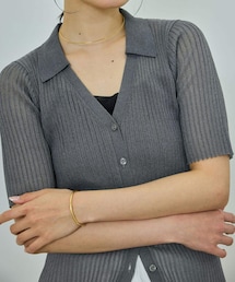 【洗える】【WEB・一部店舗限定】シアーリブＶネックポロニット