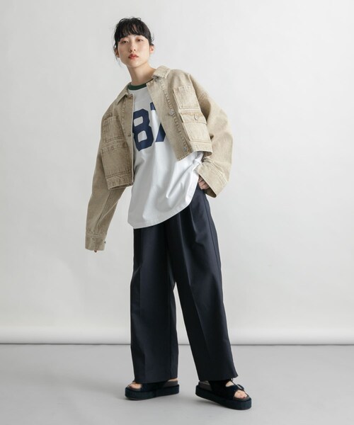 KBF（ケイビーエフ）の「WIDEデニムジャケット（デニムジャケット・レディース・BEIGE/BLUE・one）」の5枚目の写真