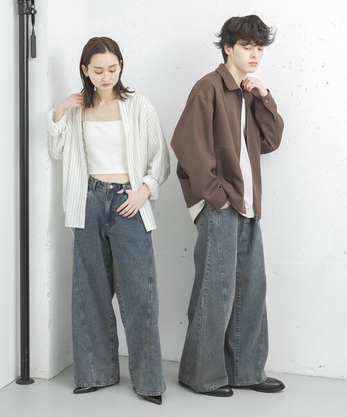 SENSE OF PLACE by URBAN RESEARCH（センスオブプレイスバイアーバンリサーチ）の「『ユニセックス』ケミカルバギーワイドデニムパンツ（デニムパンツ・メンズ・BLACK/NAVY/INDIGO・M/L）」の21枚目の写真