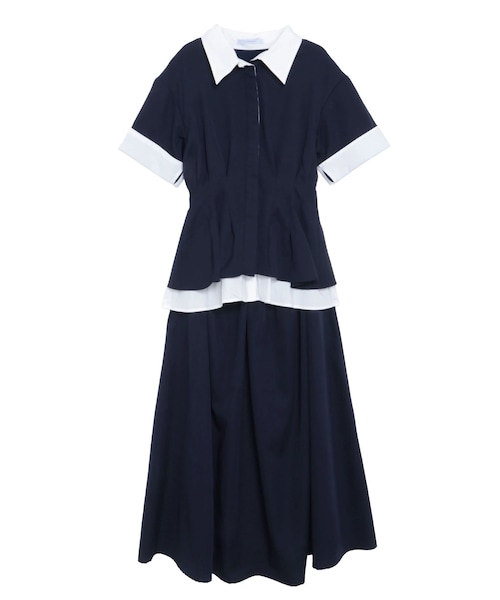 ELENDEEK（エレンディーク）の「LAYERED SHIRT OP（ワンピース・レディース・チャコールグレー/ブラック/ネイビー・1/2）」の3枚目の写真