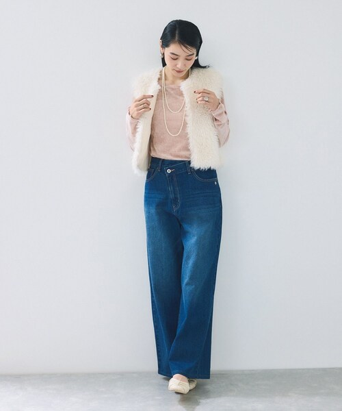 VIS(ビス)の「シアーベロアロングスリーブTシャツ(Tシャツ/カットソー・レディース・グレー/オフホワイト/ダークブラウン/ピンク・F)」の6枚目の写真