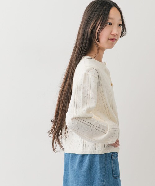 URBAN RESEARCH DOORS(アーバンリサーチドアーズ)の「『150サイズ』透かし編みカーディガン(KIDS)(ニット/セーター・キッズ・PEACH/IVORY・150)」の6枚目の写真