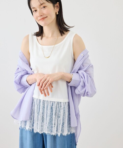 ROPE' PICNIC(ロペピクニック)の「レースドッキングタンク/着丈が選べる(タンクトップ・レディース・ホワイト・M/MT)」の22枚目の写真