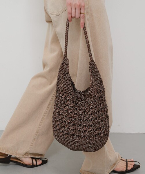 SENSE OF PLACE by URBAN RESEARCH(センスオブプレイスバイアーバンリサーチ)の「メタリックヤーンバッグ(かごバッグ・レディース・SILVER/NAVY/BROWN/MIX・One)」の1枚目の写真