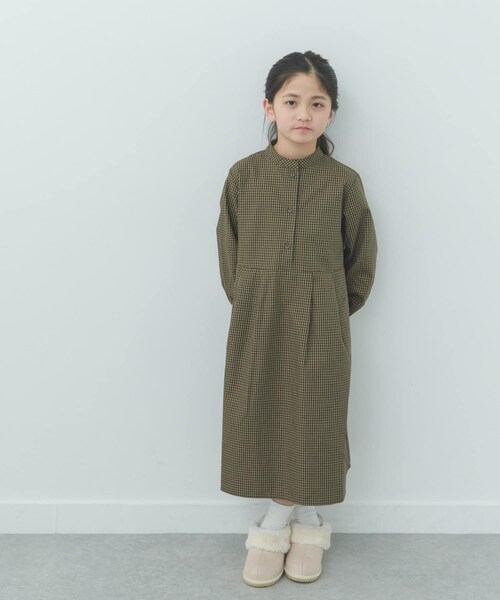 URBAN RESEARCH DOORS（アーバンリサーチドアーズ）の「『親子リンク』『UR TECH』チェック柄ワンピース(KIDS)（ワンピース・キッズ・BROWN/NAVY・105/120/135）」の8枚目の写真
