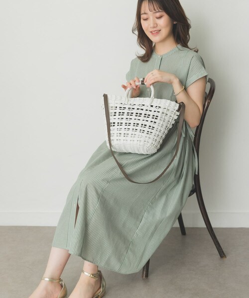 RODE SKO（ロデスコ）の「ショルダー付編みかごバッグ（かごバッグ・レディース・BROWN/WHITE/GREEN/BLUE・one）」の9枚目の写真