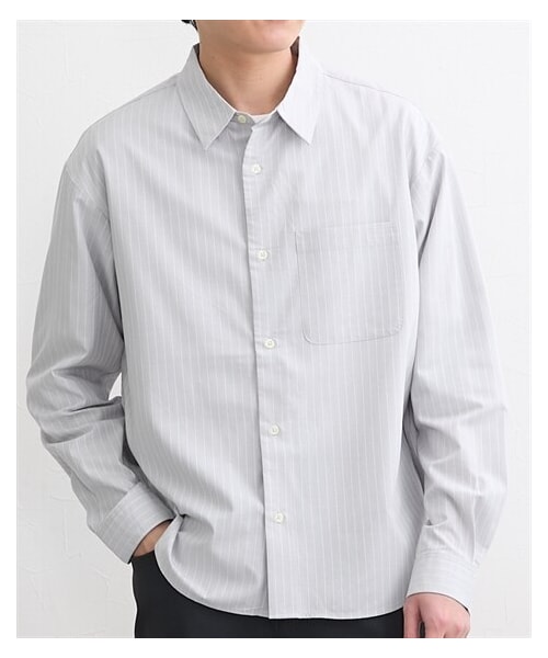 nissen（ニッセン）の「オーバーサイズレギュラーカラーシャツ　接触冷感（シャツ/ブラウス・メンズ・グリーン/ブルー/ライトグレーストライプ・M/L/LL）」の5枚目の写真