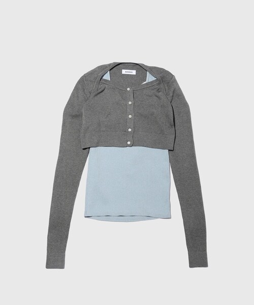 ADAM ET ROPE'(アダムエロペ)の「【BASICKS/ベイシックス】Layered Rib Knit(その他トップス・レディース・ブラック/グレー・XS)」の2枚目の写真
