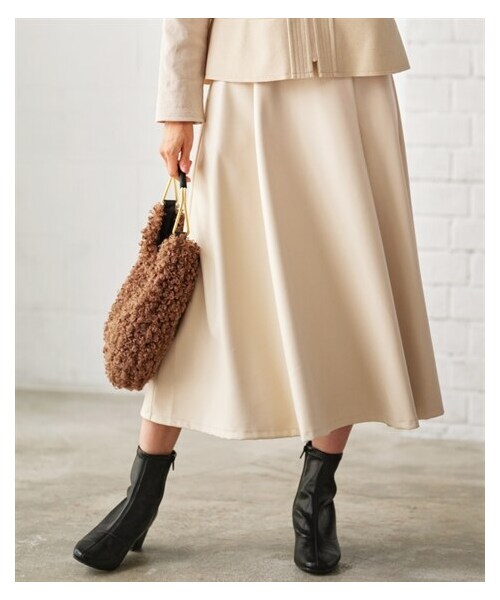 nissen（ニッセン）の「フェイクレザーフレアスカート【OtonaSMILE】（スカート・レディース・アイボリー/黒・M/L/LL/3L/4L/5L/6L）」の8枚目の写真