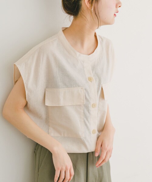 ITEMS URBANRESEARCH(アイテムズ アーバンリサーチ)の「リネンミックスドロストポケットシャツ(シャツ/ブラウス・レディース・BRN/NVY/NTL・FREE)」の16枚目の写真