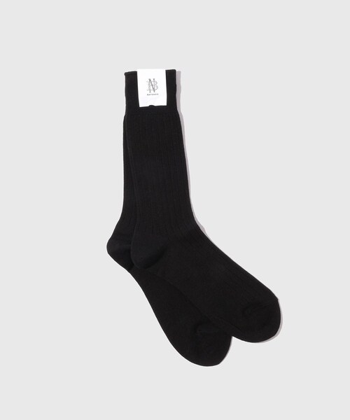 ADAM ET ROPE'(アダムエロペ)の「【BATONER/バトナー】COTTON WOOL CORDURA LONG SOCKS(ソックス/靴下・メンズ・ブラック/ホワイト・F)」の3枚目の写真
