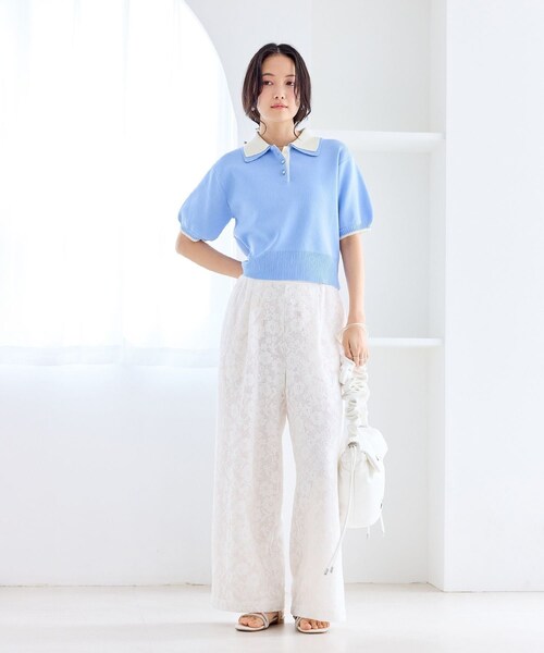 VIS(ビス)の「レースワイドパンツ(その他パンツ・レディース・ブラック/ホワイト・F)」の18枚目の写真