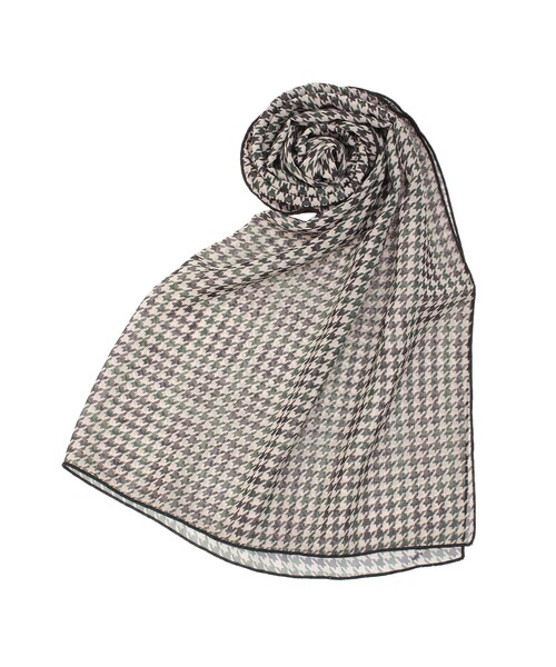 RESEXXY（リゼクシー）の「ハウンドトゥースシアースカーフ（マフラー・レディース・グリーン/ブラウン・F）」の2枚目の写真