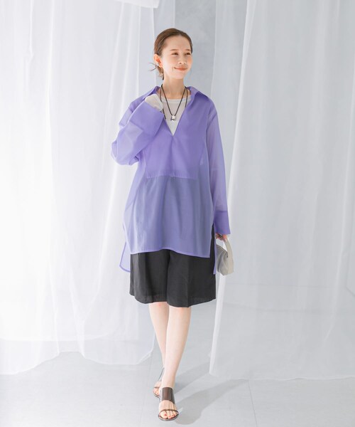 URBAN RESEARCH ROSSO（アーバンリサーチロッソ）の「シアースキッパーロングシャツ（シャツ/ブラウス・レディース・ivory/blue・FREE）」の17枚目の写真