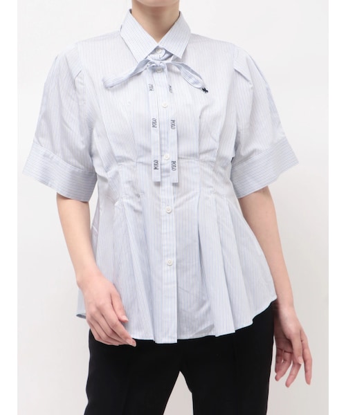 TONAL(トーナル)の「【POLO BCS】タイ付ボリュームスリーブシャツ(シャツ/ブラウス・レディース・オフホワイト/ブラック/ピンク/ブルー・M)」の7枚目の写真
