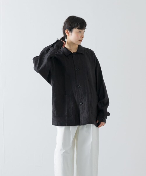 かぐれ(カグレ)の「『ユニセックス』リネンカバーオール(カバーオール・レディース・GREGE/CHARCOAL/BLACK・1/2)」の15枚目の写真