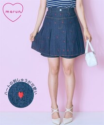 marun | ＜大きいサイズ＞ハート刺しゅうボックスデニムスカート marun(デニムスカート)