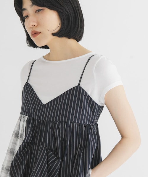 KBF（ケイビーエフ）の「タックドレープTEE（Tシャツ/カットソー・レディース・OFF/BLACK/MELON/CHALK・One）」の8枚目の写真