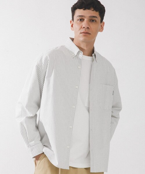 URBAN RESEARCH Sonny Label（アーバンリサーチサニーレーベル）の「抗菌オックスボタンダウンオーバーシャツ（シャツ/ブラウス・メンズ・オフ/サックス/オフストライプ・M/L/XL）」の5枚目の写真