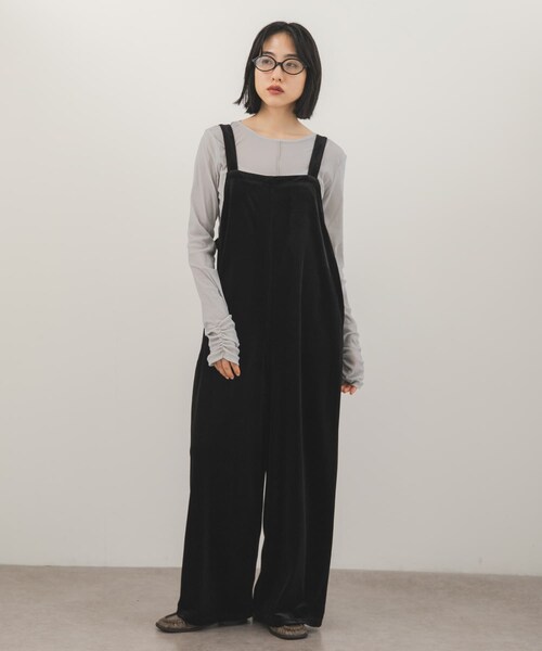 KBF（ケイビーエフ）の「ベロアサロペット（つなぎ/オールインワン・レディース・BLACK/BLACK刺繍/NAVY刺繍・One）」の18枚目の写真