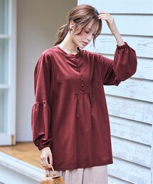 nissen | ＜大きいサイズ＞美ラクRUタッチふんわり袖ギャザーチュニック（汗染み防止・UVカット）(チュニック)