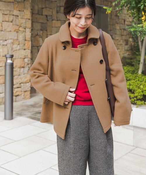 URBAN RESEARCH DOORS（アーバンリサーチドアーズ）の「ショールカラー2WAYショートコート（テーラードジャケット・レディース・CAMEL/NAVY・S/M）」の21枚目の写真