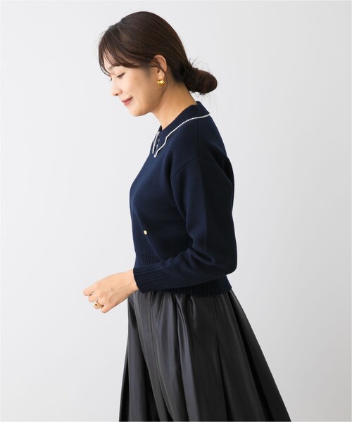 URBAN RESEARCH ROSSO（アーバンリサーチロッソ）の「F by ROSSO　コットンカシミヤ衿パールニット（ニット/セーター・レディース・OFF WHITE/GRAY/NAVY・Free）」の16枚目の写真
